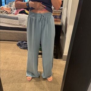Teal all in motion Drawstring  wide leg Lounge Pants